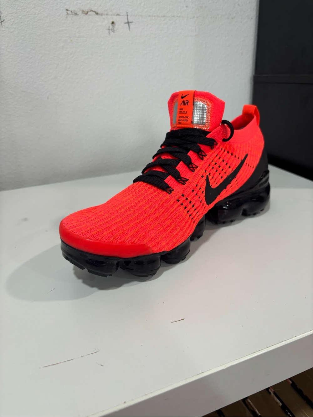 Nike VaporMax Flyknit 3 Sneaker - Bright Orange/Black, Men’s size 8